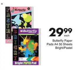 Save Butterfly Paper Pads A4.50 Sheets Bright/ Pastel offer