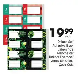 Save Deluxe Self Adhesive Book Labels Manchester United/ Liverpool/ Xbox/ Mr Beast/ Coca Cola offer