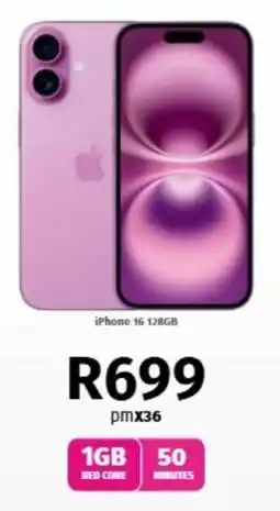 Vodacom iPhone 16 128GB offer