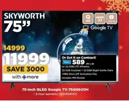 HiFi Corp Skyworth 75 QLED Google TV-75QG6600H offer
