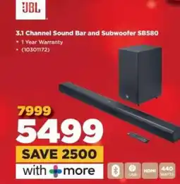 HiFi Corp JBL 3.1 Channel Sound Bar and Subwoofer SB580 offer