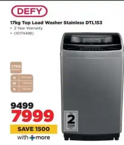HiFi Corp Defy 17kg Top Load Washer Stainless DTL153 offer