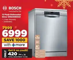 HiFi Corp Bosch 13 Place Dishwasher Silver SMS45NI00Z offer