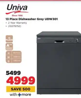 HiFi Corp Univa 13 Place Dishwasher Grey UDW301 offer