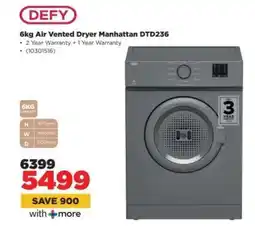 HiFi Corp Defy 6kg Air Vented Dryer Manhattan DTD236 offer