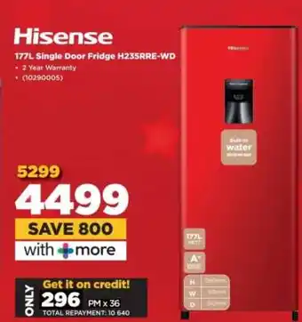 HiFi Corp Hisense 177L Single Door Fridge H235RRE-WD offer