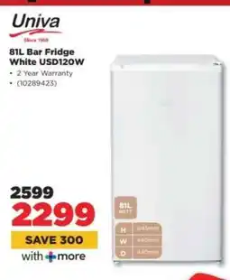 HiFi Corp Univa 81L Bar Fridge White USD120W offer