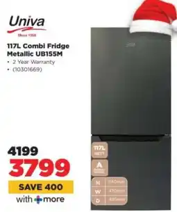 HiFi Corp Univa 117L Combi Fridge Metallic UB155M offer