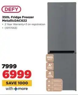 HiFi Corp DEFY 350L Fridge Freezer Metallic DAC622 offer