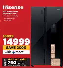 HiFi Corp Hisense 514L Side By Side H670SMIB - WD offer