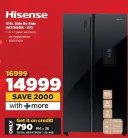 HiFi Corp Hisense 514L Side By Side H670SMIB - WD offer
