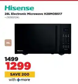 HiFi Corp Hisense 28L Electronic Microwave H28MOBS17 offer