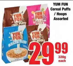 Boxer YUM FUN Cereal Puffs / Hoops Assorted offer