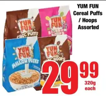 Boxer YUM FUN Cereal Puffs / Hoops Assorted offer
