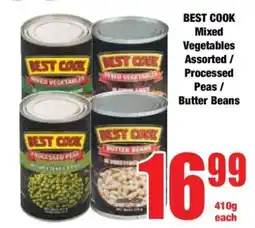 Boxer BEST COOK Mixed Vegetables Assorted / Processed Peas / Butter Beans offer