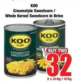 Boxer KOO Creamstyle Sweetcorn / Whole Kernel Sweetcorn In Brine offer