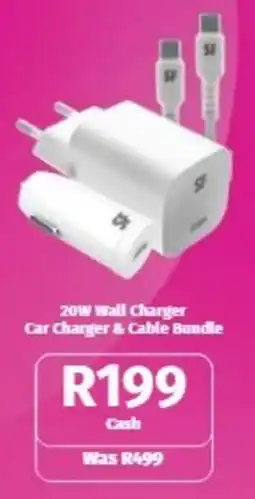 Vodacom 20W Wall Charger Car Charger & Cable Bundle offer