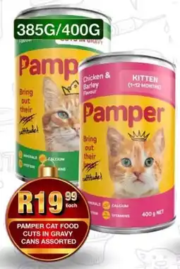 Take 'n Pay Pamper cat food cuts in gravy cans assorted offer