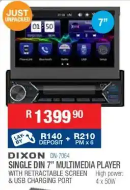 Cash Crusaders Dixon single din 7" multimedia player offer