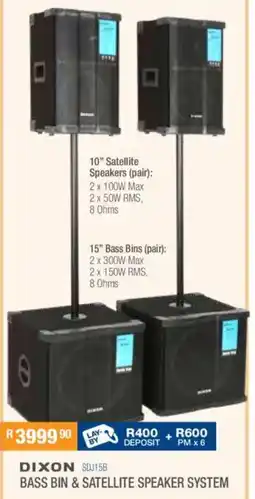 Cash Crusaders Dixon bass bin & satellite speaker system offer