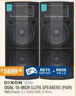 Cash Crusaders Dixon dual 15-inch dj/pa speakers offer