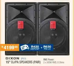 Cash Crusaders Dixon 15" dj/pa speakers offer