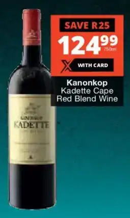 Checkers Liquor Shop Kanonkop Kadette Cape Red Blend Wine offer