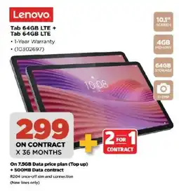 HiFi Corp Lenovo Tab 64GB LTE + Tab 64GB LTE offer