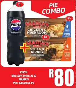 Boxer Superstores PEPSI Max Soft Drink & MAMA'S Pies Assorted offer