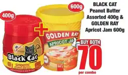 Boxer Superstores BLACK CAT Peanut Butter Assorted & GOLDEN RAY Apricot Jam offer
