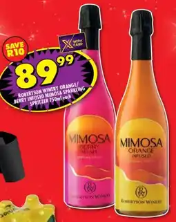 Shoprite Liquor Robertson winery orange/ berry infused mimosa sparkling spritzer offer