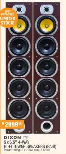 Cash Crusaders Dixon 5x6.5" 4-way hi-fi tower speakers offer