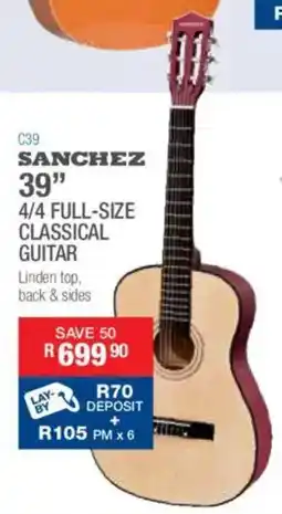 Cash Crusaders Sanchez 39" full-size classical guitar offer