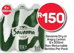 Pick n Pay Savanna Dry or Angry Lemon 6 x 500ml offer