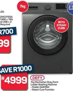 Pick n Pay Hypermarket DEFY 7kg Manhattan Grey Front Loader Washing Machine offer