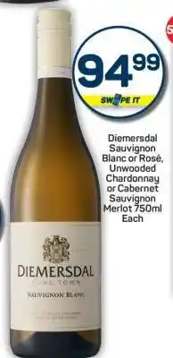 Pick n Pay Diemersdal Sauvignon Blanc or Rosé, Unwooded Chardonnay or Cabernet Sauvignon Merlot 750ml Each offer