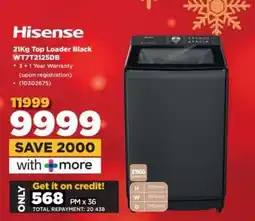 HiFi Corp Hisense 21kg Top Loader Black WT7T21225DB offer
