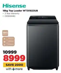 HiFi Corp Hisense 18kg Top Loader WT31I823UB offer