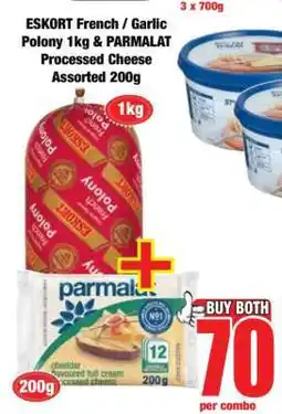 Boxer ESKORT French / Garlic Polony 1kg & PARMALAT Processed Cheese Assorted 200g offer