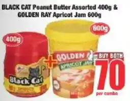 Boxer BLACK CAT Peanut Butter Assorted & GOLDEN RAY Apricot Jam offer