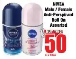 Boxer NIVEA Male/ Female Anti-Perspirant Roll On Assorted offer