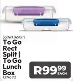 Crazy Plastics To Go Rect Split/ To Go Lunch Box offer