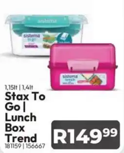 Crazy Plastics Stax To Go/ Lunch Box Trend offer