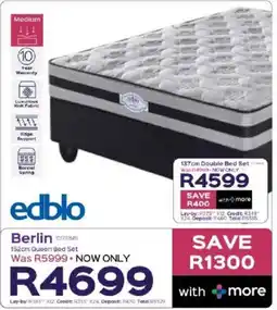 Sleepmasters Edblo Berlin 152cm Queen Bed Set offer