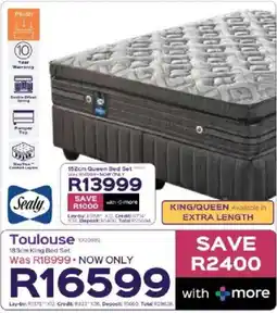 Sleepmasters Sealy Toulouse 183cm King Bed Set offer