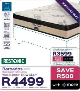 Sleepmasters Restonic Barbados 152cm Queen Mattress Only offer