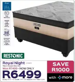 Sleepmasters Restonic Royal Night 152cm Queen Bed Set offer