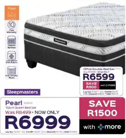 Sleepmasters Sleepmasters Pearl 152cm Queen Bed Set offer