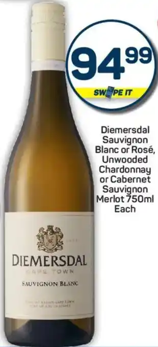 Diemersdal Sauvignon Blanc or Rosé, Unwooded Chardonnay or Cabernet Sauvignon Merlot