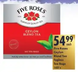 President Hyper Five Roses Ceylon Blend Tea Tagless Tea Bags offer